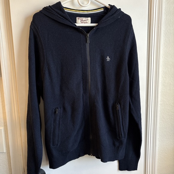 Other - Penguin by Musingwear Full Zip Heavyweight Knit Hoodie Blue Size Large Vintage